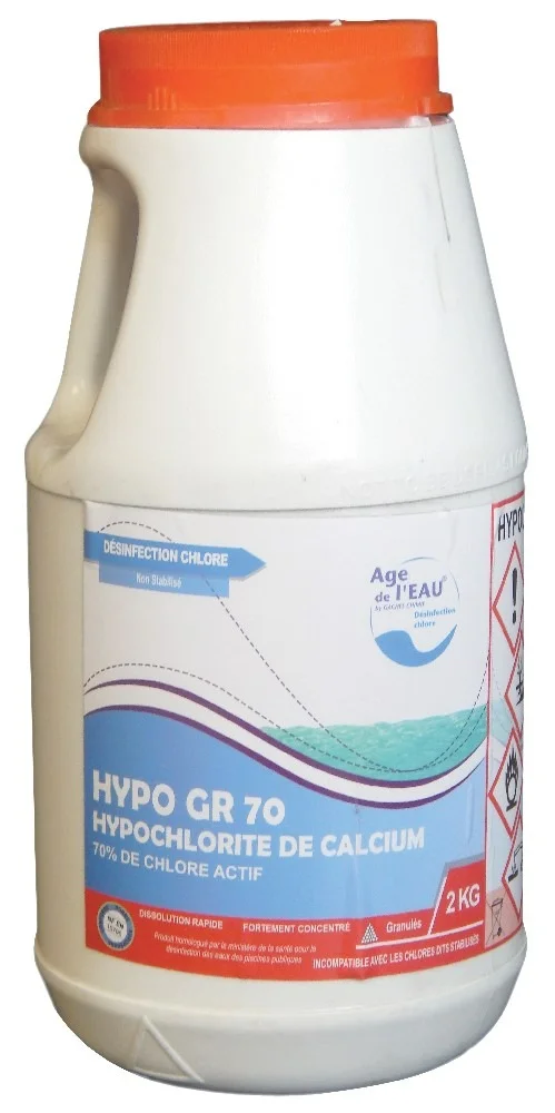 age de l'eau — hypo gr 70 hypochlorite de calcium 2 kg