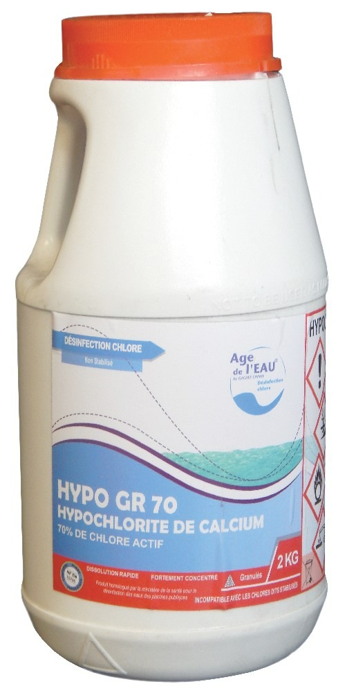 age de l'eau — hypo gr 70 hypochlorite de calcium 2 kg