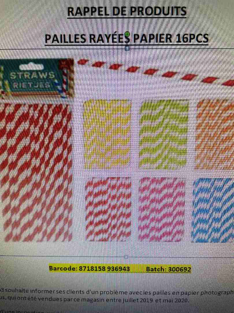 straws rietjes — pailles rayées papier 16pc