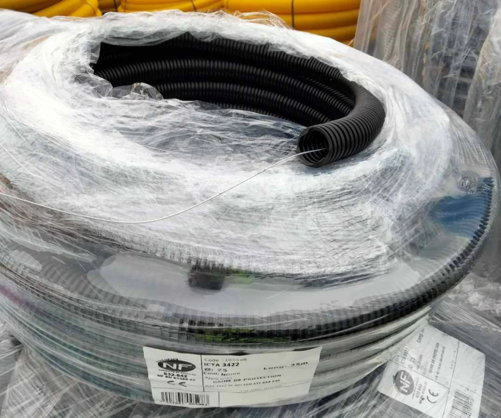 elydan — gaine icta 3422 couleur noire diamètre 25mm longueur 50m avec tire fil