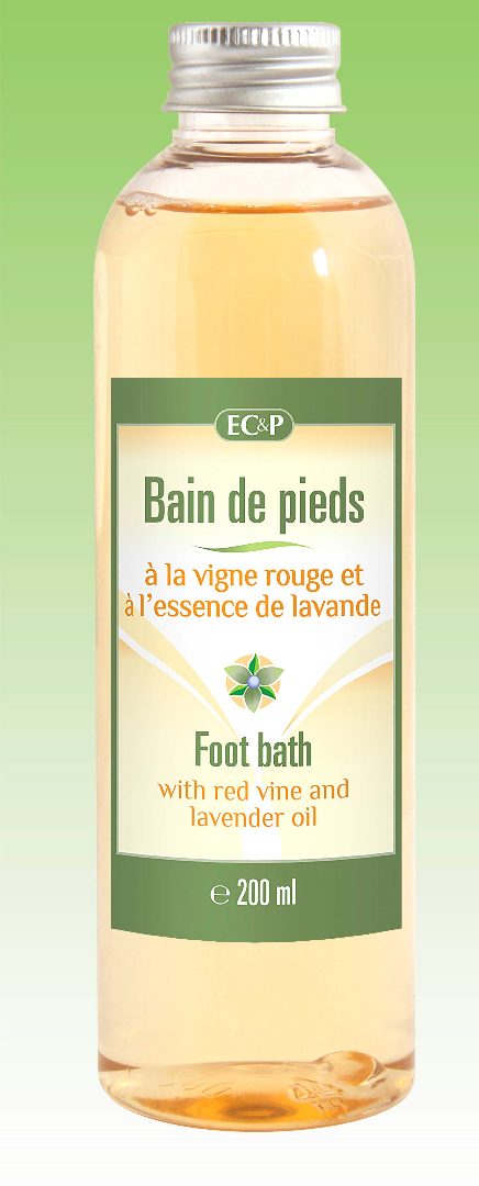 europe cosmétique et parfums — bain pieds a la vigne rouge et a l'essence de lavande