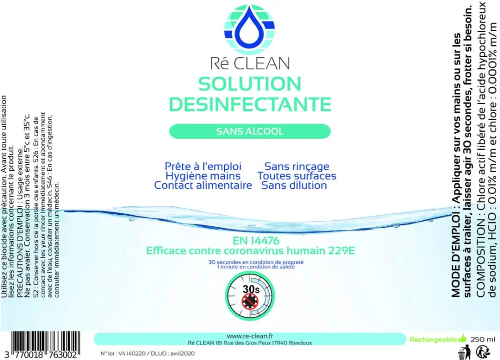 ré clean — solution désinfectante ré clean