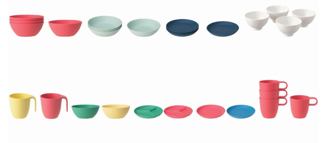 ikea — assiettes, bols et tasses heroisk et talrika
