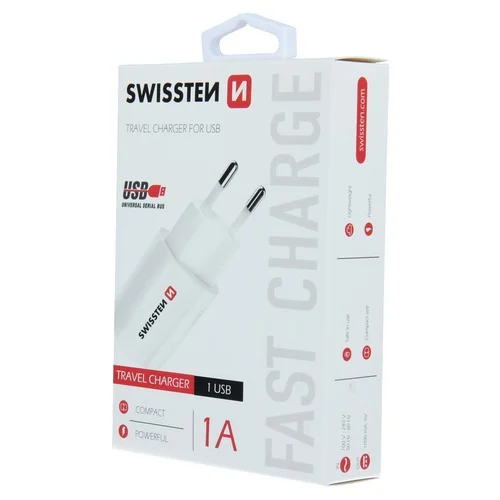 swissten — chargeur 1 port usb blanc 1a