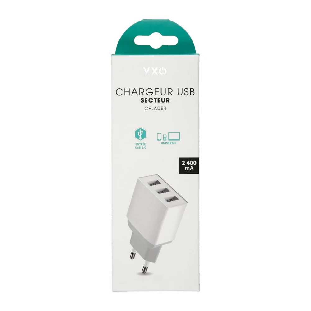 yxo — chargeur usb secteur oplader 2 400 ma