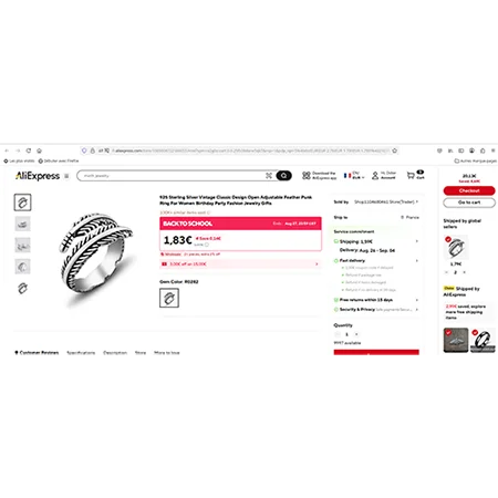 925 Sterling Silver Vintage Classic Design Open Adjustable Feather Punk Ring For Women Birthday