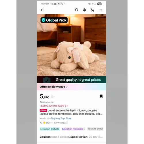 Peluche lapin magnon