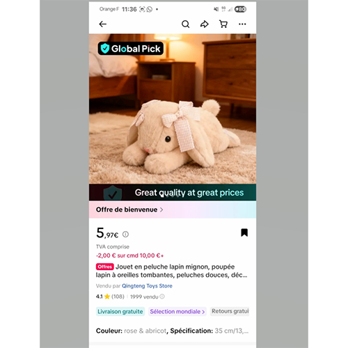 Peluche lapin magnon