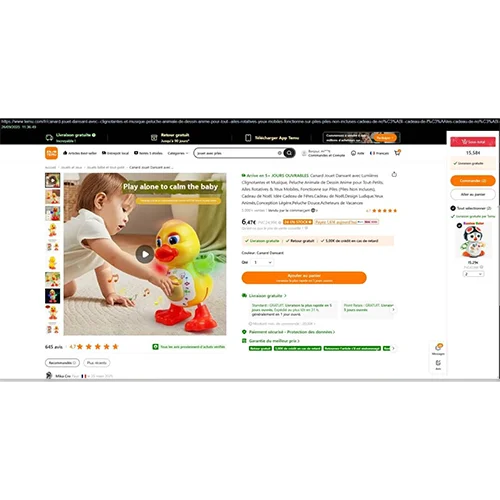 DANCING DUCK - Canard jouet dansanr avec lumières clignotantes