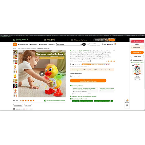 DANCING DUCK - Canard jouet dansanr avec lumières clignotantes