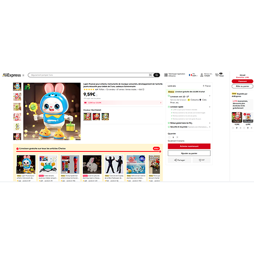Lapin musical pour enfants, instruments de musique sensoriels